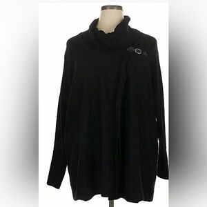 J.m collection Black turtle neck buckle detail sweater sz xl
